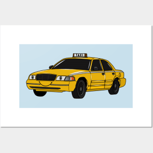 Taxi cartoon illustration Posters and Art